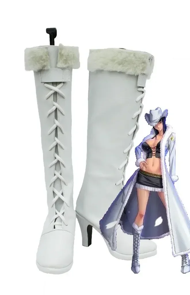 Nico Robin Cosplay Shoes White Boots High Heel Custom Made Any Size