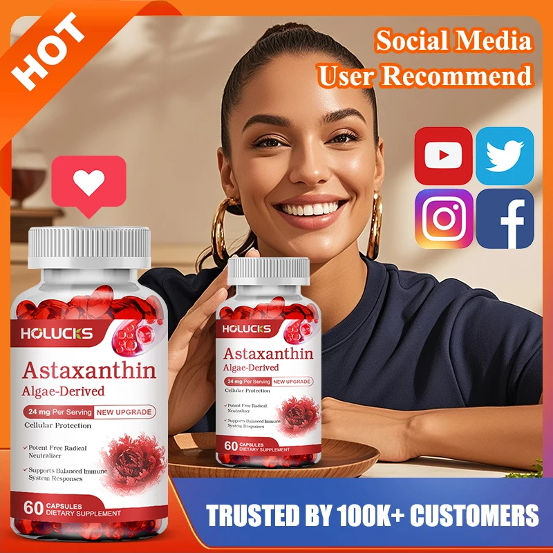 Natural Astaxanthin 24mg Supplement, for Reduces Eye Fatigue, Protects Retina from Blue Light, Boosts Endurance, Overall Health