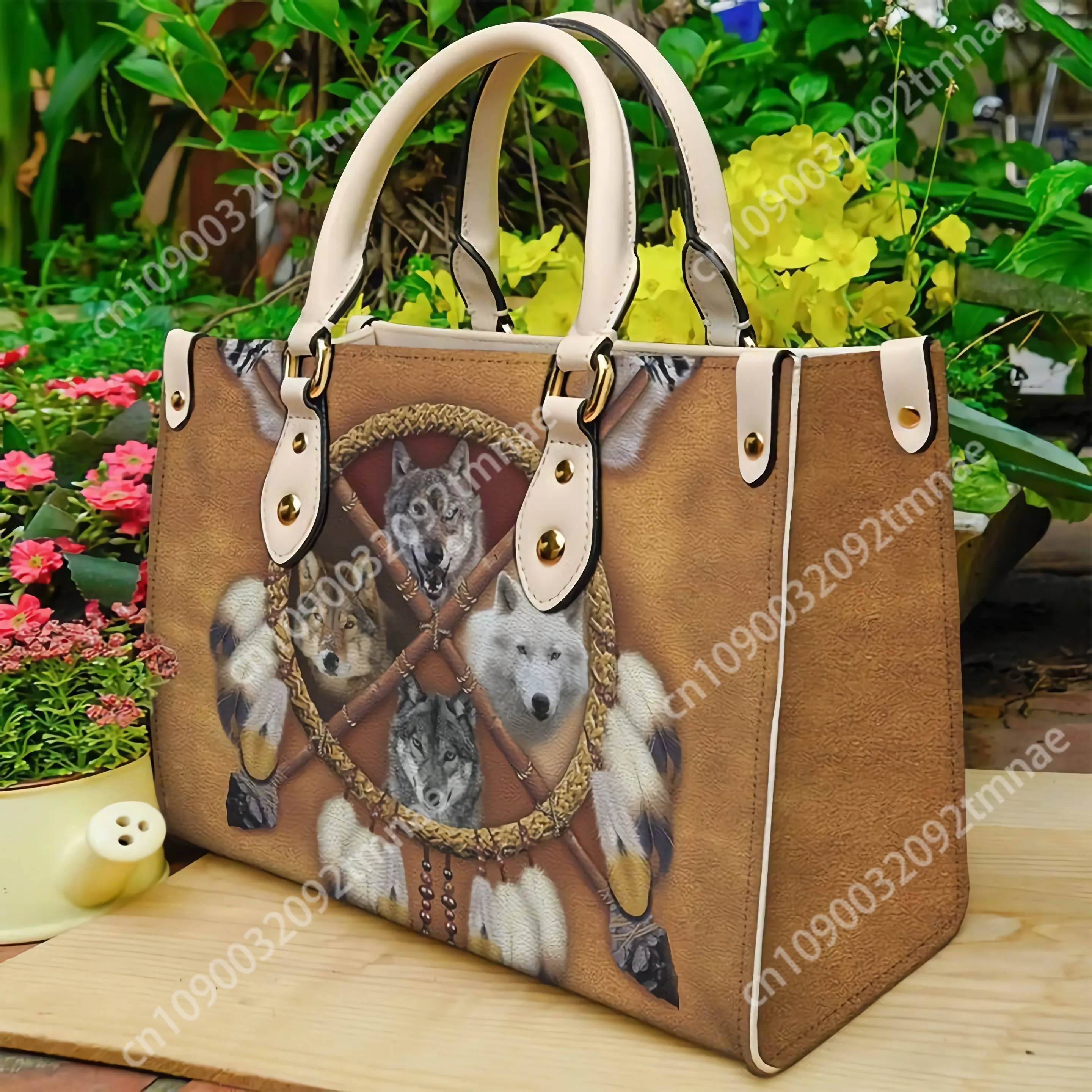 Hot Sale Retro Wolf Design Casual Womens Tote Bag Fashion Pu Leather Handbag for Laides Cross Bags Custom  designer bags