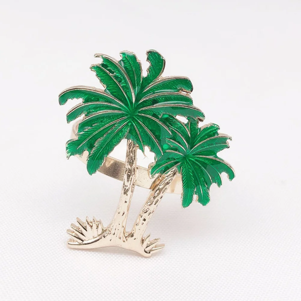 4 Pcs Coconut Tree Napkin Rings Hawaiian Gathering Family Dinner Iron Material Sturdy Structure Fix Napkin Luau