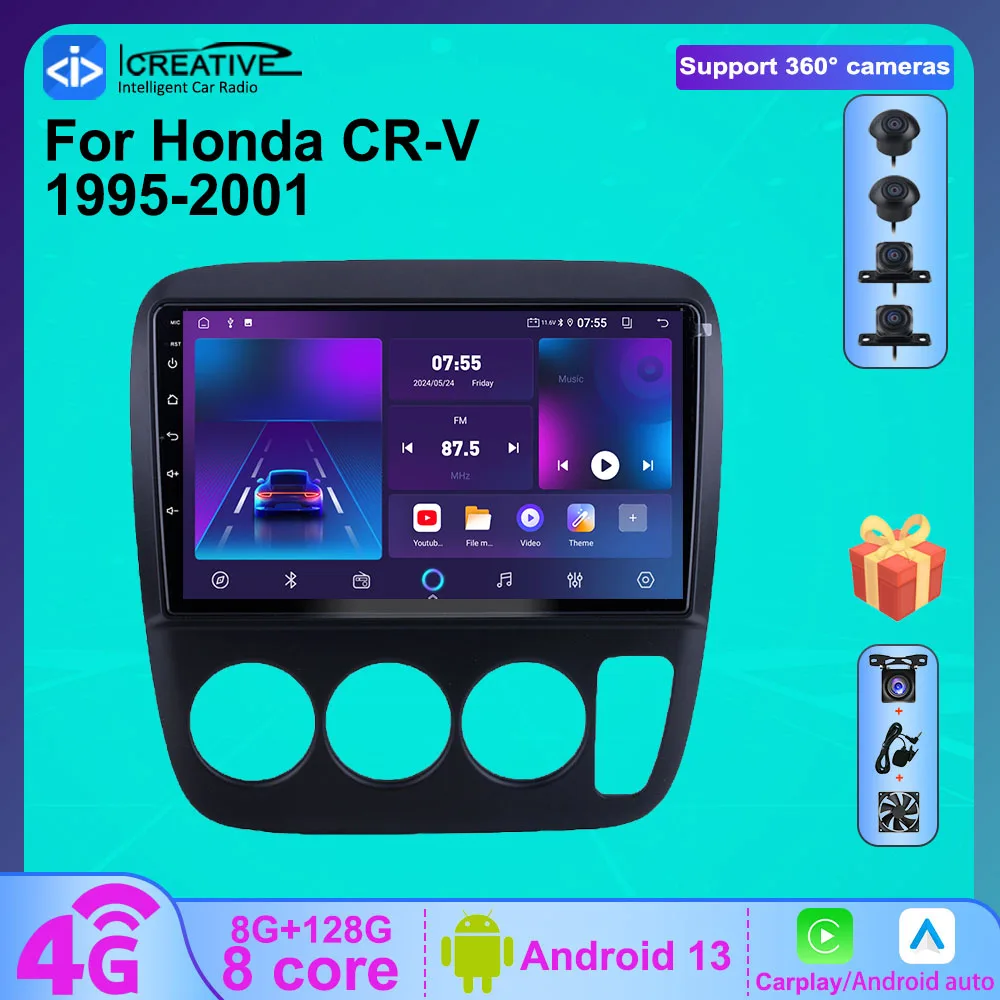 

Icreative Android Auto Caplay Car Radio For Honda CRV CR-V 1995-2001 8G 128G Multimedia Player 4G Wifi Stereo Navigation GPS HU