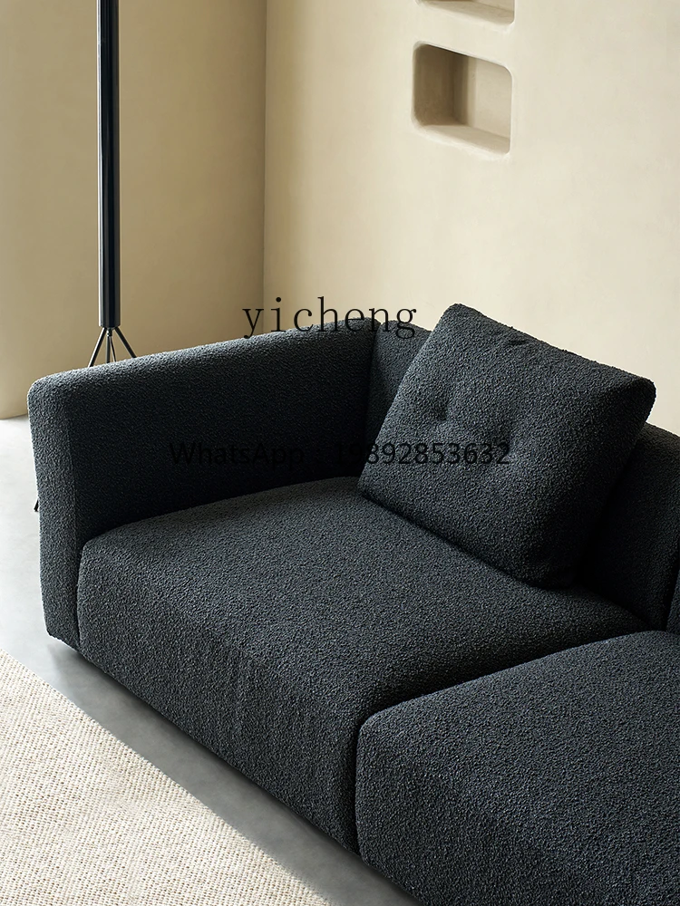 ZF Small Apartment Living Room Combination Fabric Sofa Three-Seat Straight Black Modern Minimalist