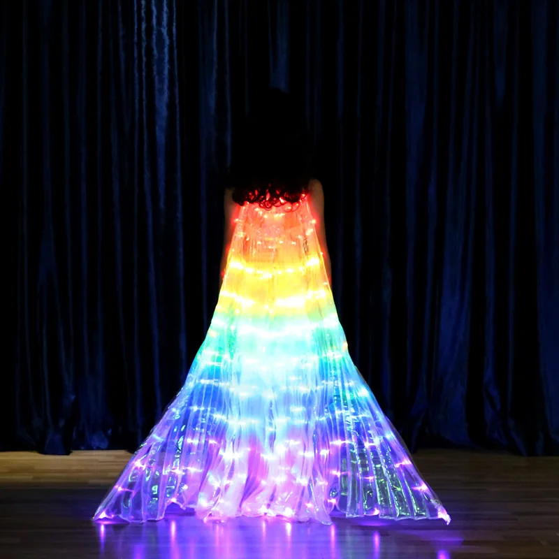 Per bambini danza del ventre colorata 145cm ala LED Wings Performance farfalla fluorescente ali di iside vestito da Festival di carnevale