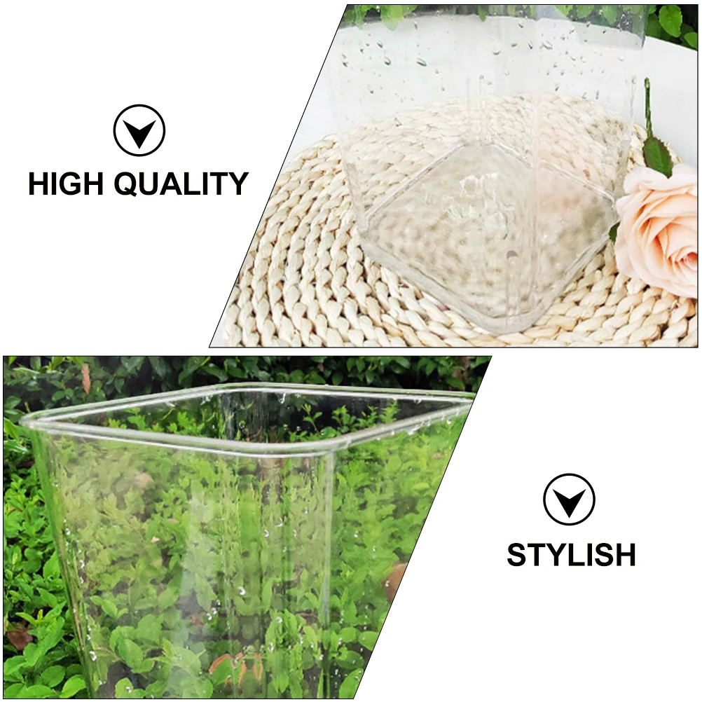

Acrylic Flower Vase Transparent Square Bucket for Arranging Growing Flowers Home Decor Bedroom Living Room Office Elegant