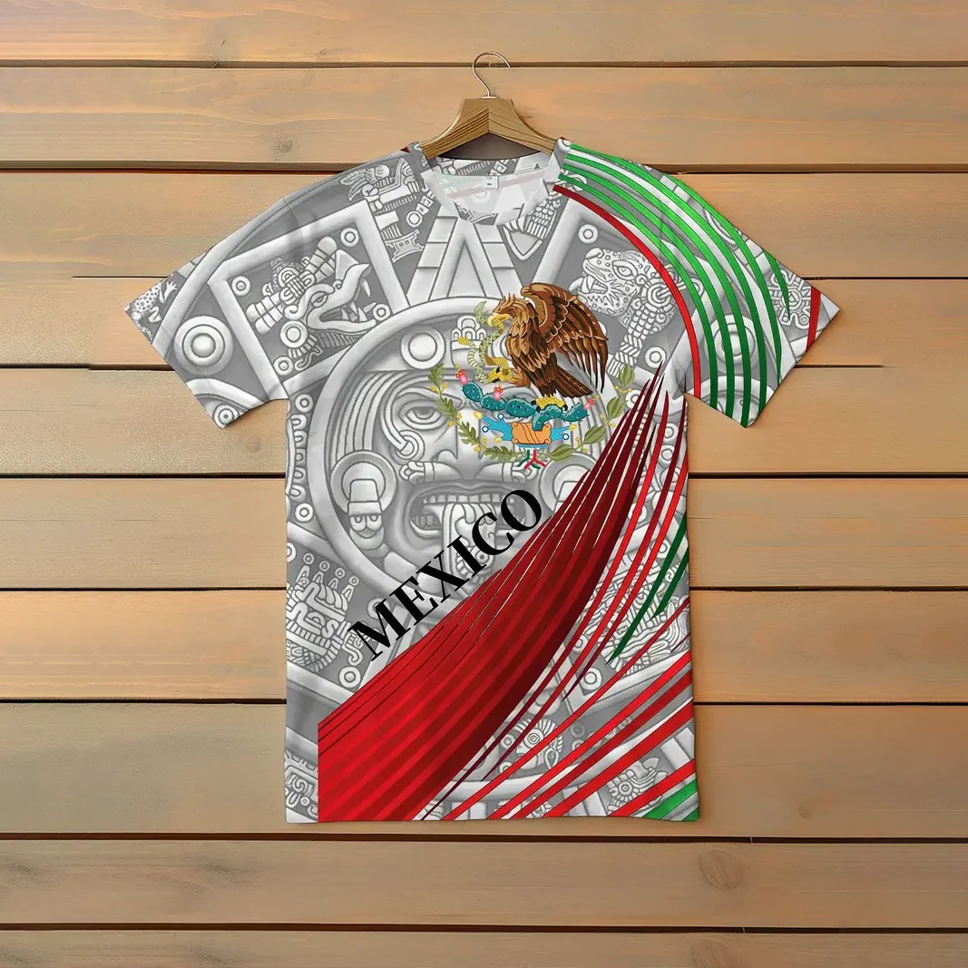 

Men's T-Shirt Mexican Eagle 3D Print Tops Summer Casual Short Sleeve Tees Fashion Street O-neck Pullover Male Oversized Clothing