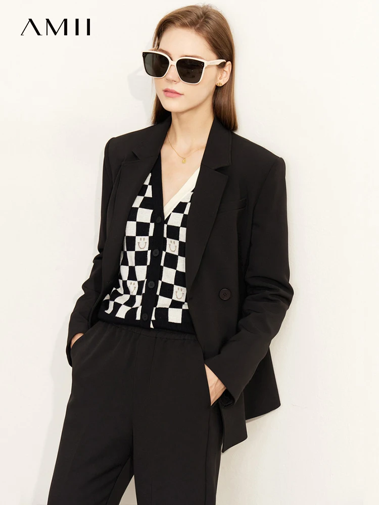 AMII Minimalism Autumn Suit Jacket Office Lady Casual Loose Blazer Ankle-length Straight Pants Separately Women Blazer 12270214