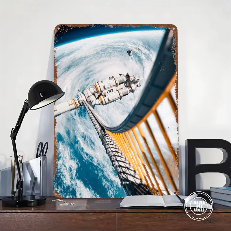 Spark in Orbit 3D Printed Texture Poster Personalized Wall Art Retro Metal Tin Signs for Bathroom Decor Room Decoration Bedroom