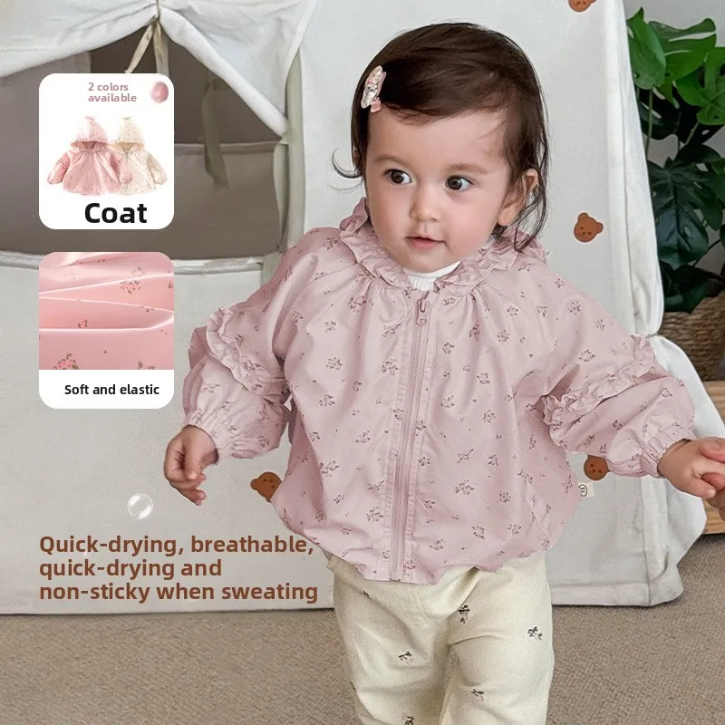 

Girls' Korean Version Sweet Jacket 2025 New Autumn Baby Style Floral Cartoon Hooded Top for Children's Autumn Wear