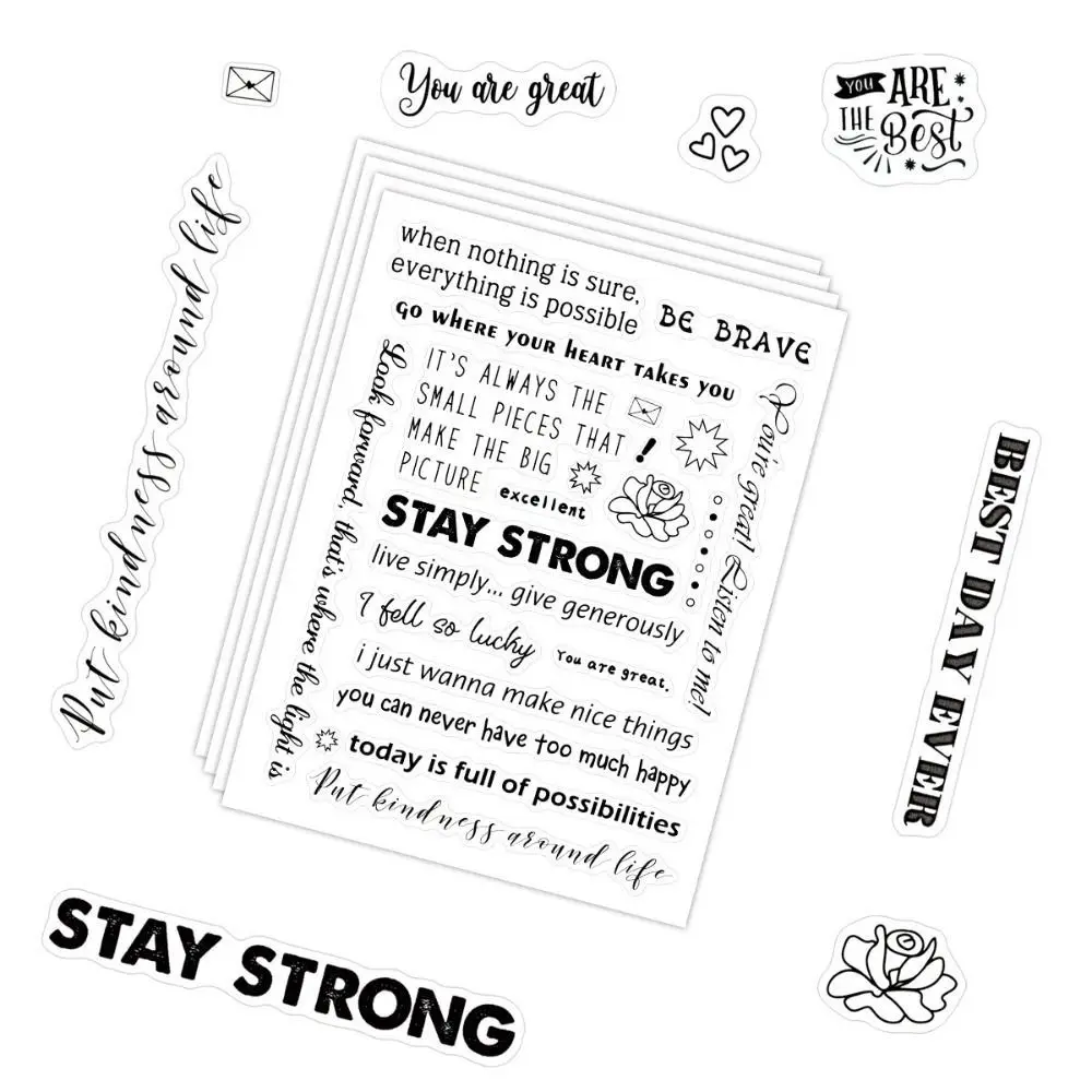 105pcs Inspirational Phrase English Phrase Stickers Scrapbook Material Decorative Stickers Inspirational Text Stickers