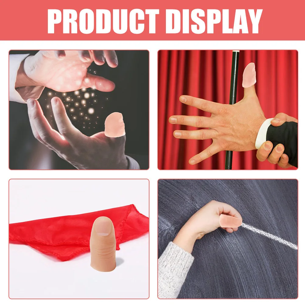 3 juegos de bufanda de mago de dedo falso, tela duradera de plástico, accesorio profesional para actuación en escenario, Gadget para trucos, bufanda para puesta en escena