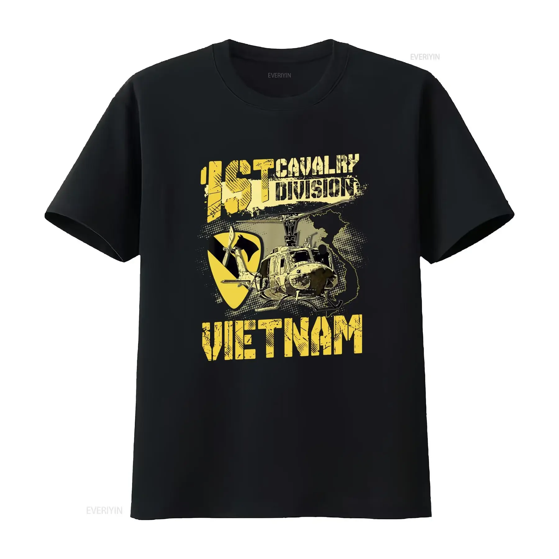 NEU LIMITIERT Uh1 Huey Helikopter 1. Division Vietnam-Veteran Großartiges T-Shirt S 3XL Vintage gewaschen Unisex Weiches Grafikdesign Vielseitig