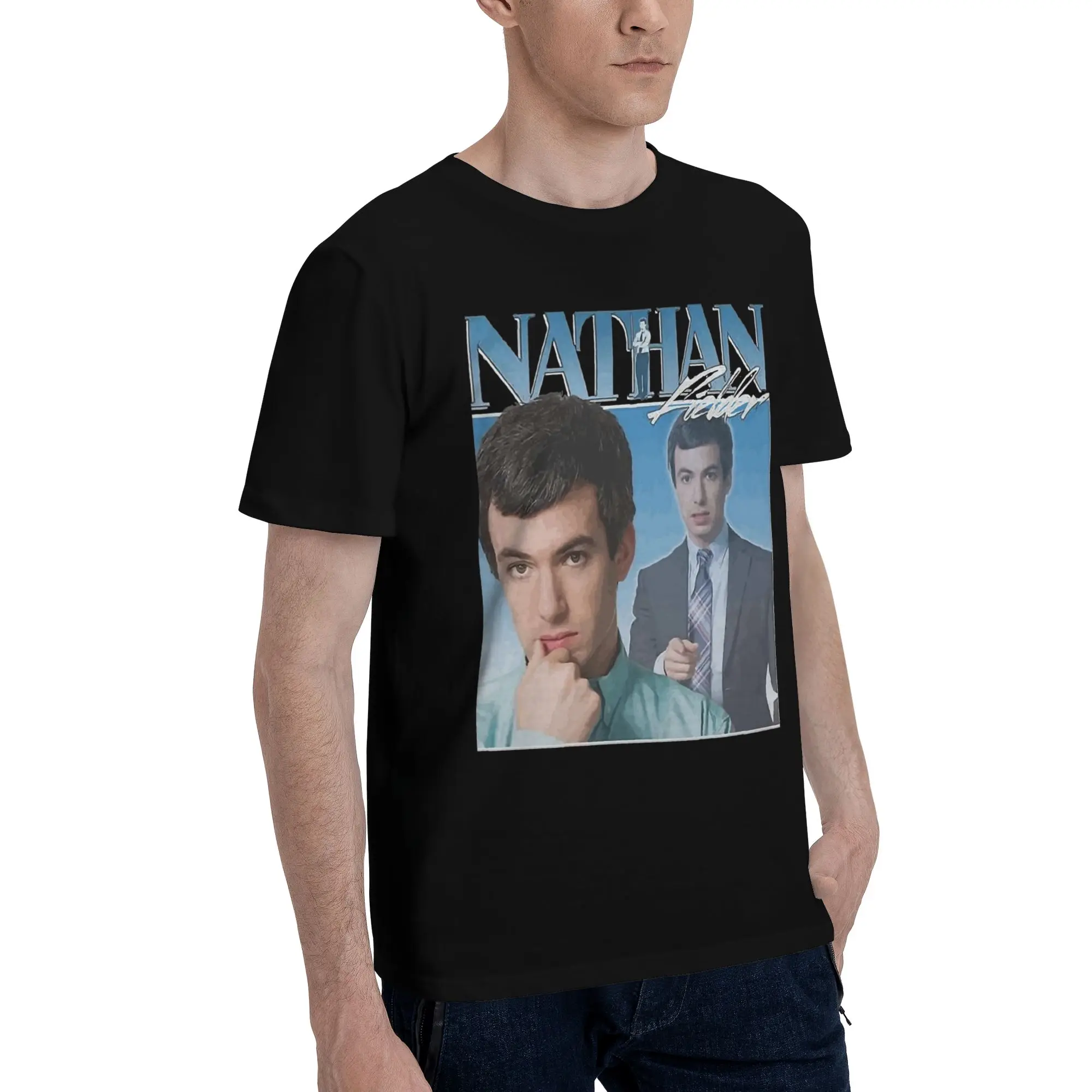 Graphic Printing Nathan Fielder 90s Vintage  T Shirt For Unisex  100% Cotton Tee Shirt Short Sleeve Tops