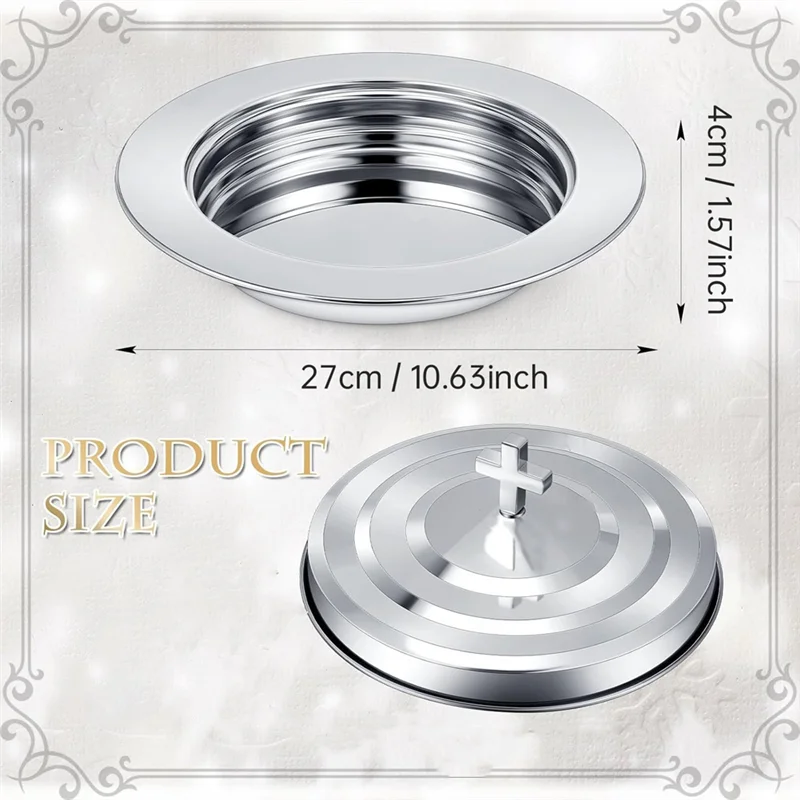 AAAC-Holy Communion Tray Withcover Communion Plates Polished Church Supplies Ware Sets Plate Church Supplies Set