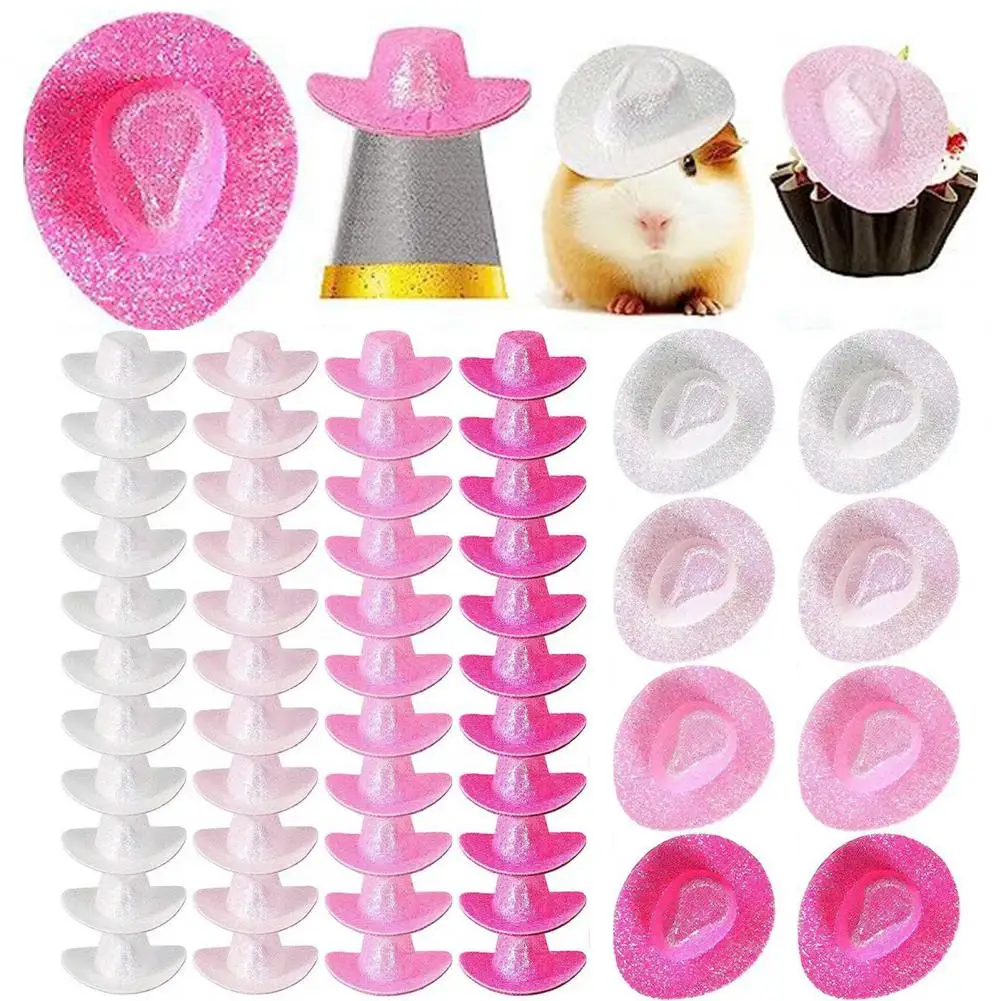 Party Favor Cowboy Hats for Kids Mini Cowboy Hat Sparkling Miniature Cowgirl Hats for Dollhouse Parties Glittery for Space