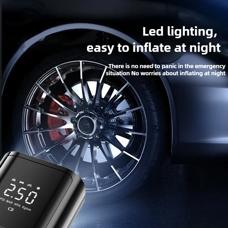 120W Wireless Car Air Pump Portable Air Compressor for Car Motorcycles Bicycle Electric Tire Inflator with LCD Digital Display - Image 3