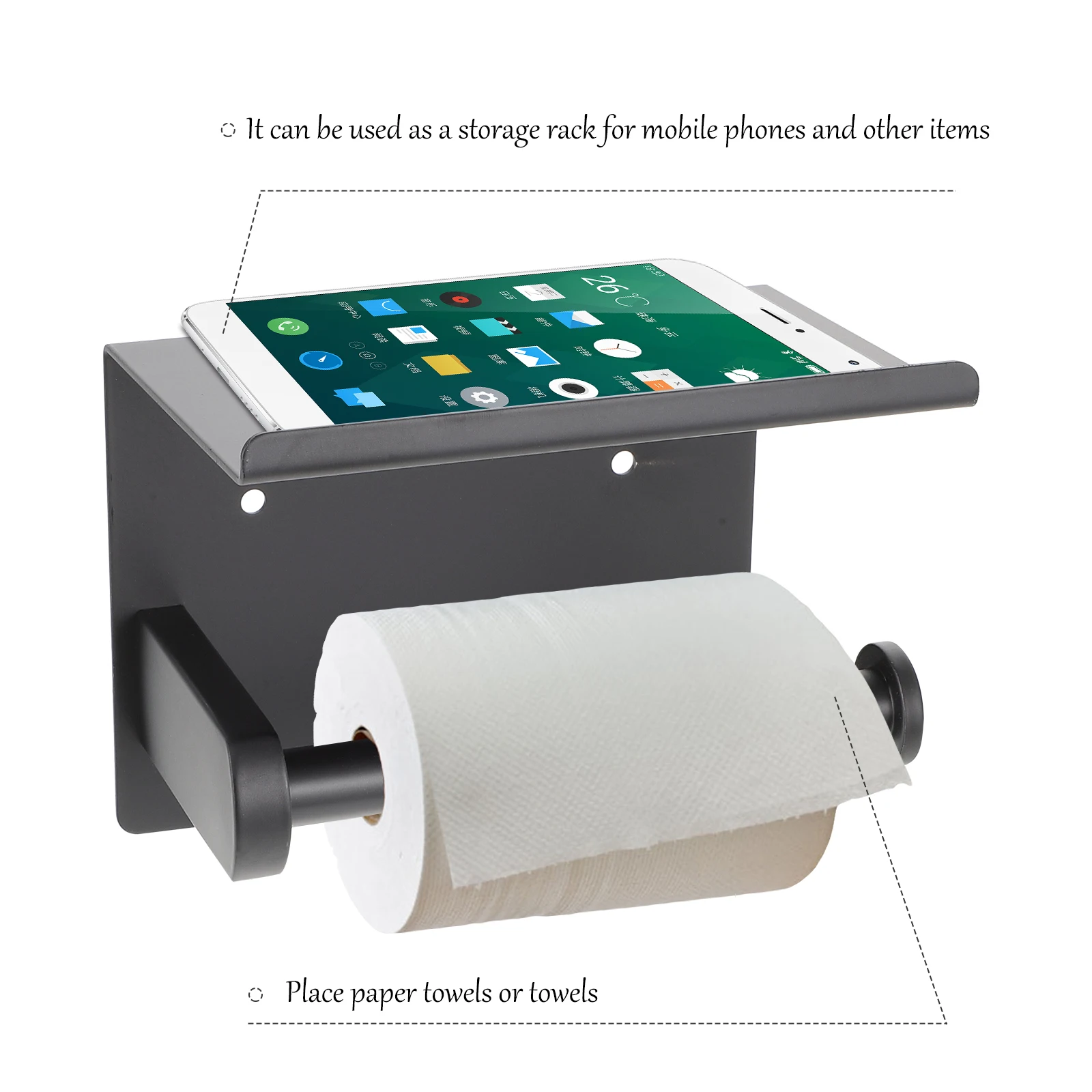 

Wall Mounted Paper Holder Toilet Paper Dispenser Stainless Steel Tissue Roll Holder Wipes Dispenser Storage Shelf Moisture