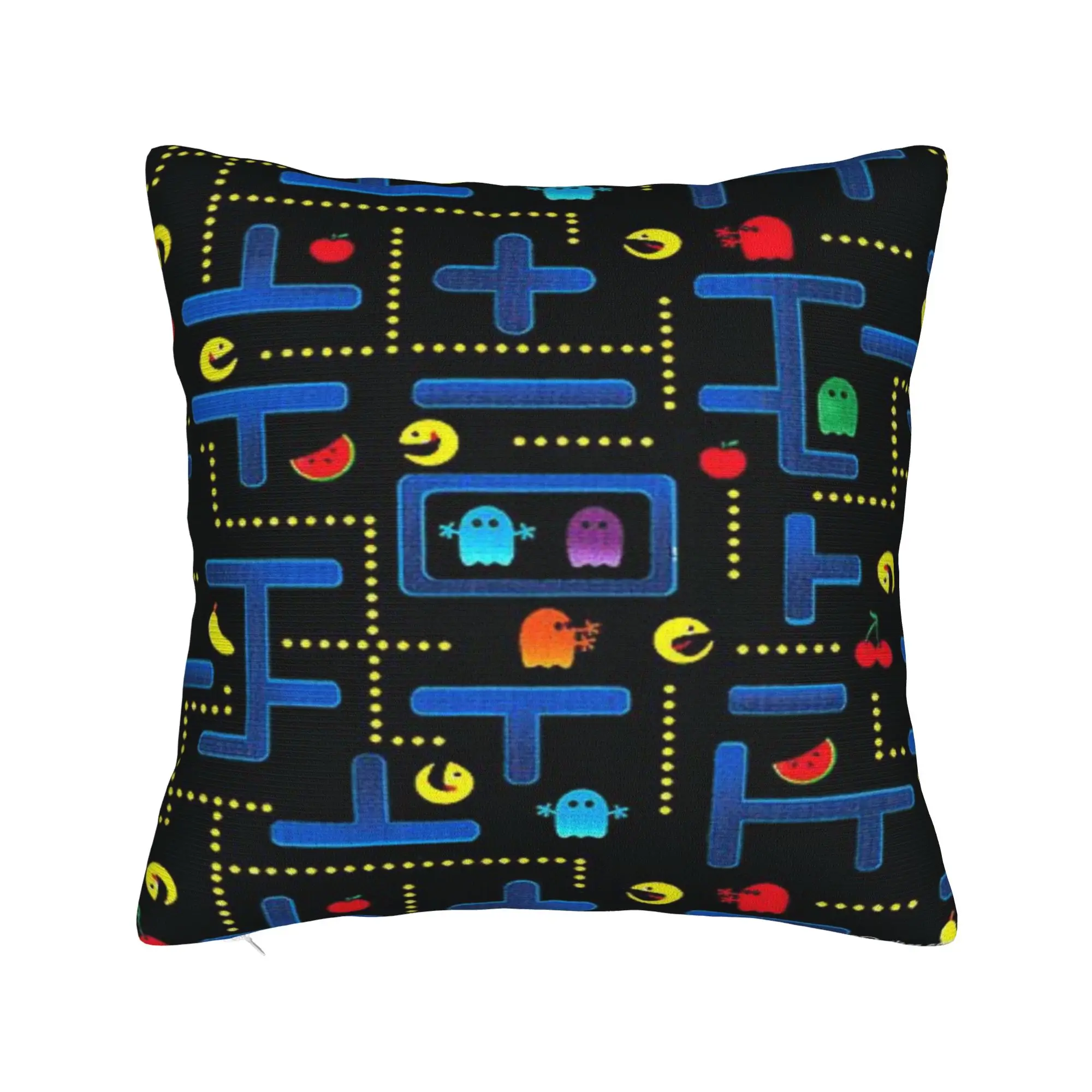 Pac-Man Pillow Case  Retro Trendy Pillow Cover Square Pillowcases For Chair Sofa Home Decor