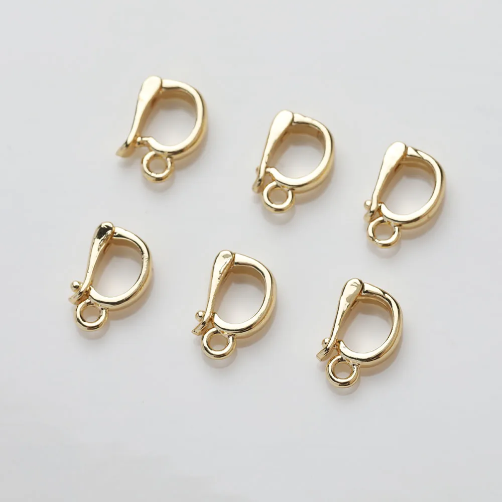 6PCS 14K Gold Plated Brass Buckle Pendant Clasp For Necklace Jewelry DIY Making Supplies Accessories Components