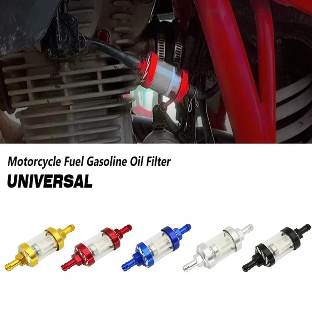 Universal Motorcycle Fuel Filter CNC 8mm Gasoline Fuel Gas Filter Aluminum Alloy Motor Oil Filters