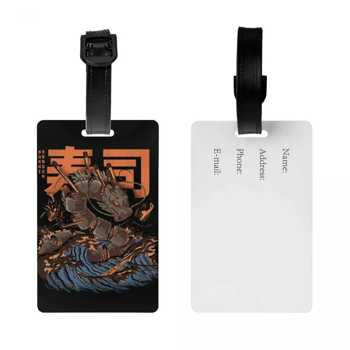 Custom Great Sushi Dragon Luggage Tag With Name Card Monsters Japanese Food Kaiju Privacy Cover ID Label for Travel Bag Suitcase