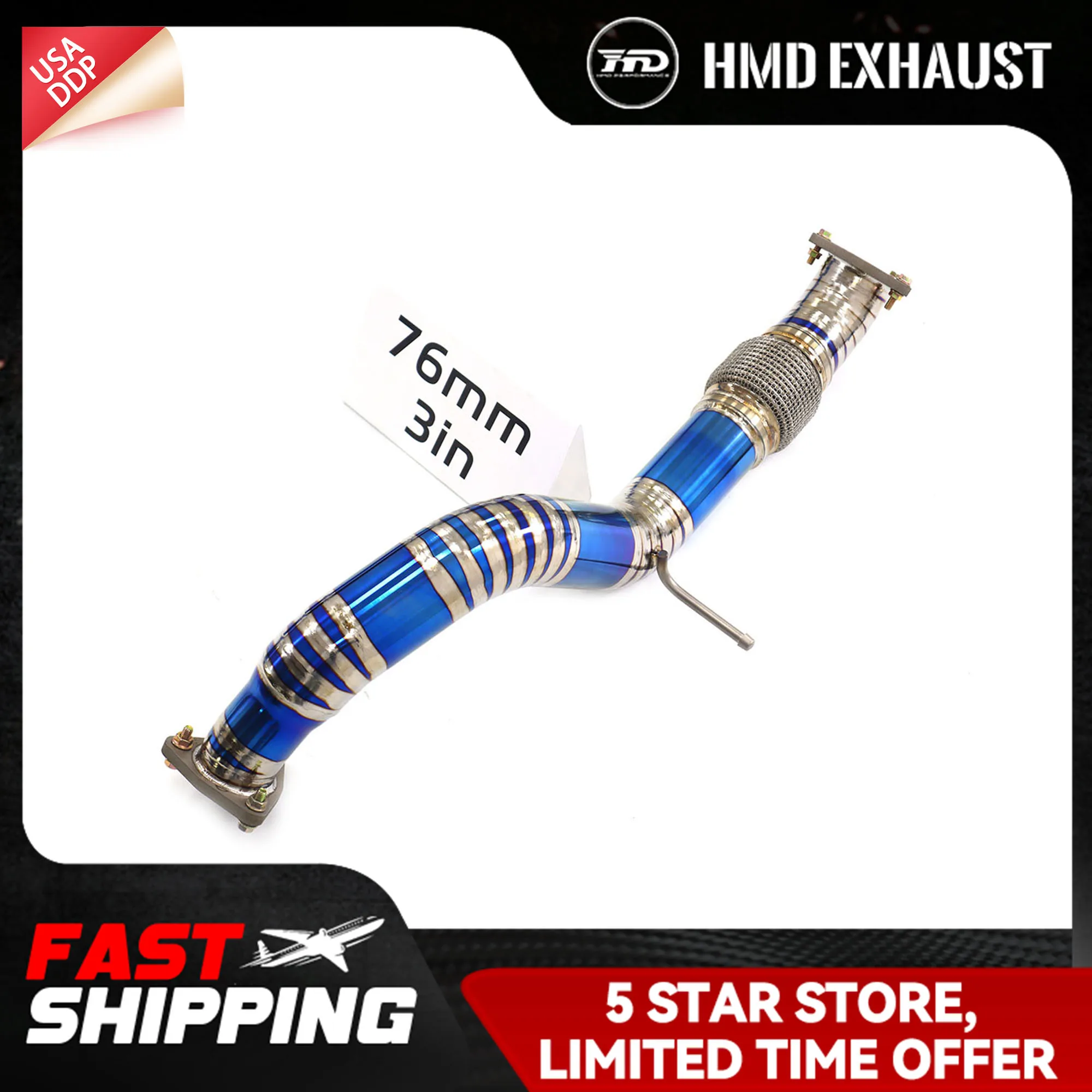 

HMD Ti for Honda Civic Type-R Fl5 Resonant Tube Direct bolt installation Exhaust system Long service life