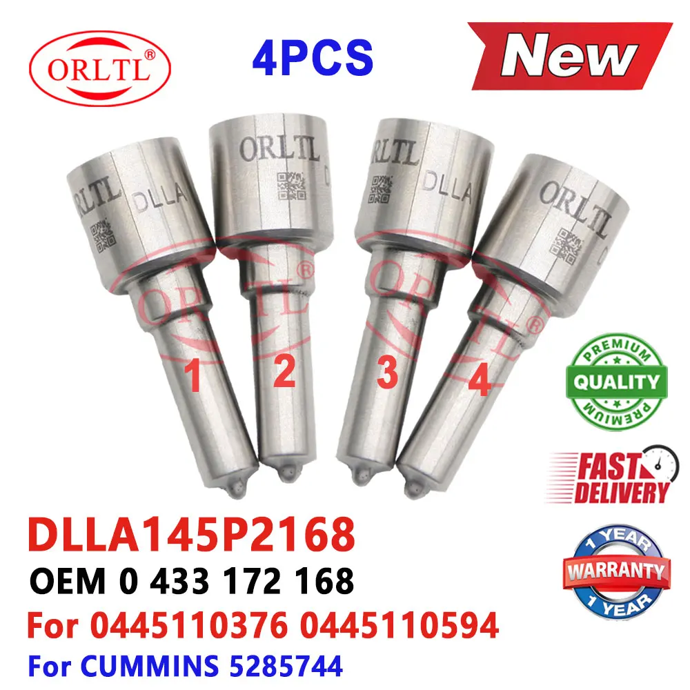 

4PCS DLLA145P2168 Diesel 0 433 172 168 0433172168 For CUMMINS 5285744 0445110376 0445110594 Injector Nozzle