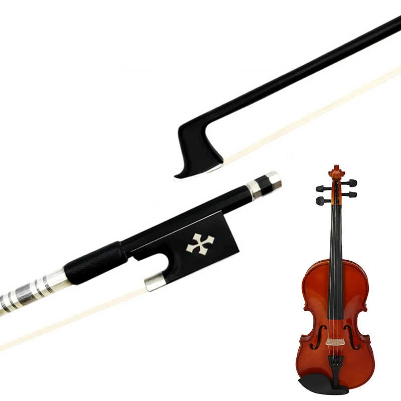 

4/4 полноразмерный смычок для скрипки из углеродного волокна, банты из черного дерева, конский волос, детали для скрипки ручной работы, аксессуары для музыкальных инструментов