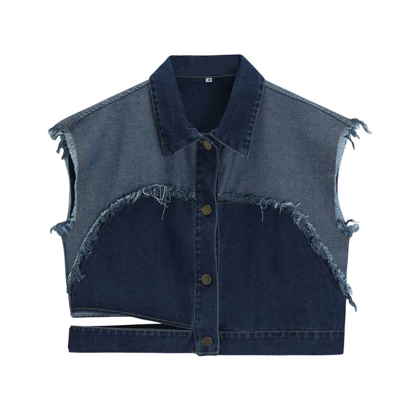 2024 Spring New Casual Denim Vest Women Fashion Short Sleeveless Jacket Loose Jeans Waistcoat Outerwear Ladies Tops Tide W352