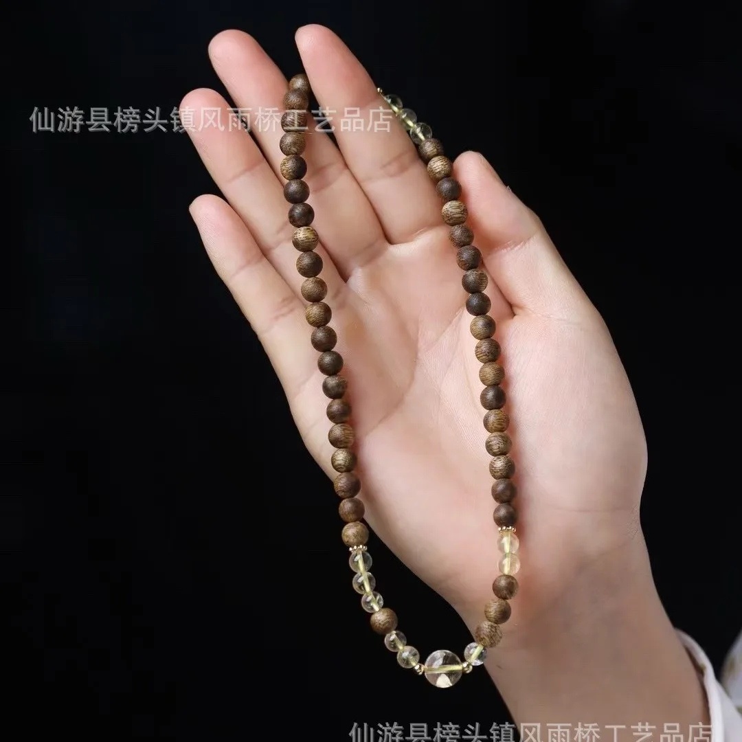 New Chinese Style Natural Citrine Green Agarwood Double Layer Bracelet Delicate Fresh Design Bracelet Gifts