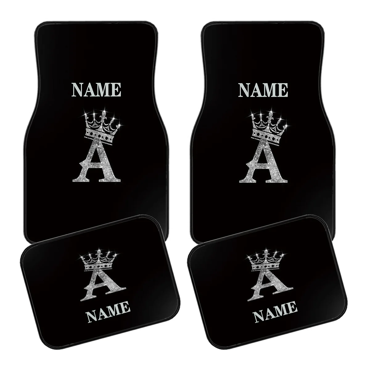 Set Of 4 Personalized Car Floor Mats - Showcasing The Letter A With A Crown Motif - Tailored To Fit Your Vehicle'S Interior, Sui