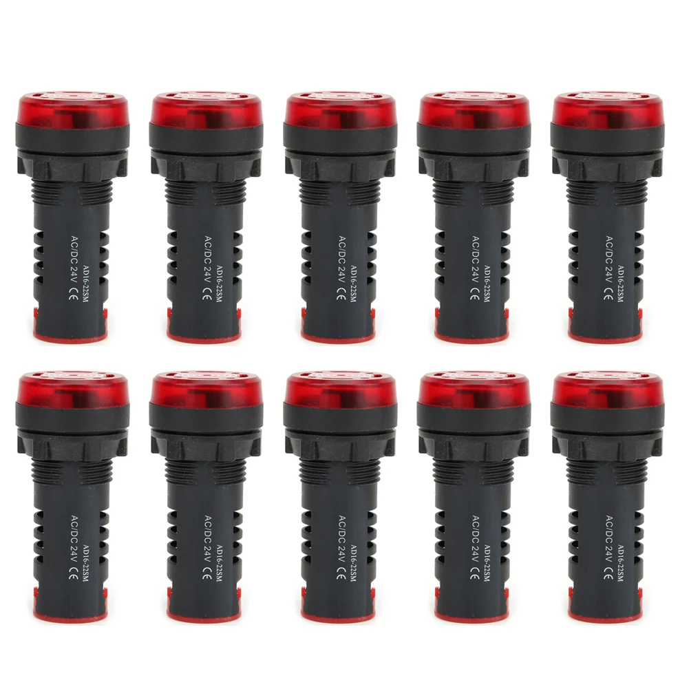 10 قطع بيرم ®   LED الطنان AD16 ‐ 22SM مؤشر إنذار فلاش أحمر مصباح الجرس AC / DC24V
