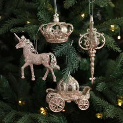 Xmas Tree Decorations Rose Gold Hanging Pendants Powder Hanging Decor Christmas Ornaments 2025 Navidad New Year