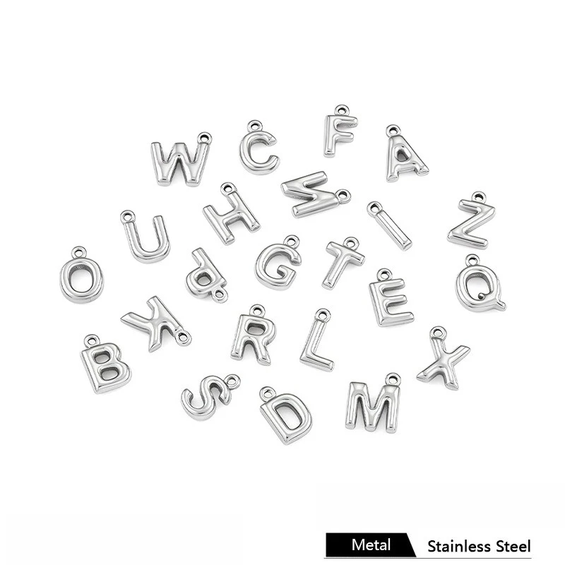 1 Pcs Stainless Steel Color Letter Pendant with Holes on The Ring. DIY Style Free Combination Creative Gift Decoration Creation