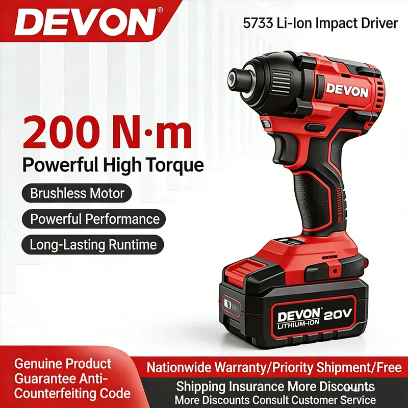 

Devon 5733 Electric Screwdriver 20V Lithium-Ion Brushless Cordless Impact Wrench Power Tool 5733 Electric Handheld Screwdriver