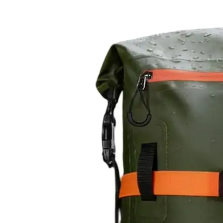 Green Black Waterproof PVC Backpack Heavy Load Hiking Backpack Tear-Resistant Fabric Thick Material Construction