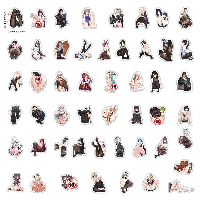 10/30/50/100Pcs Kawaii Adult Anime Hentai Sexy Stickers Waifu Decals for Laptop Skateboard Luggage Car Waterproof Sticker Girls