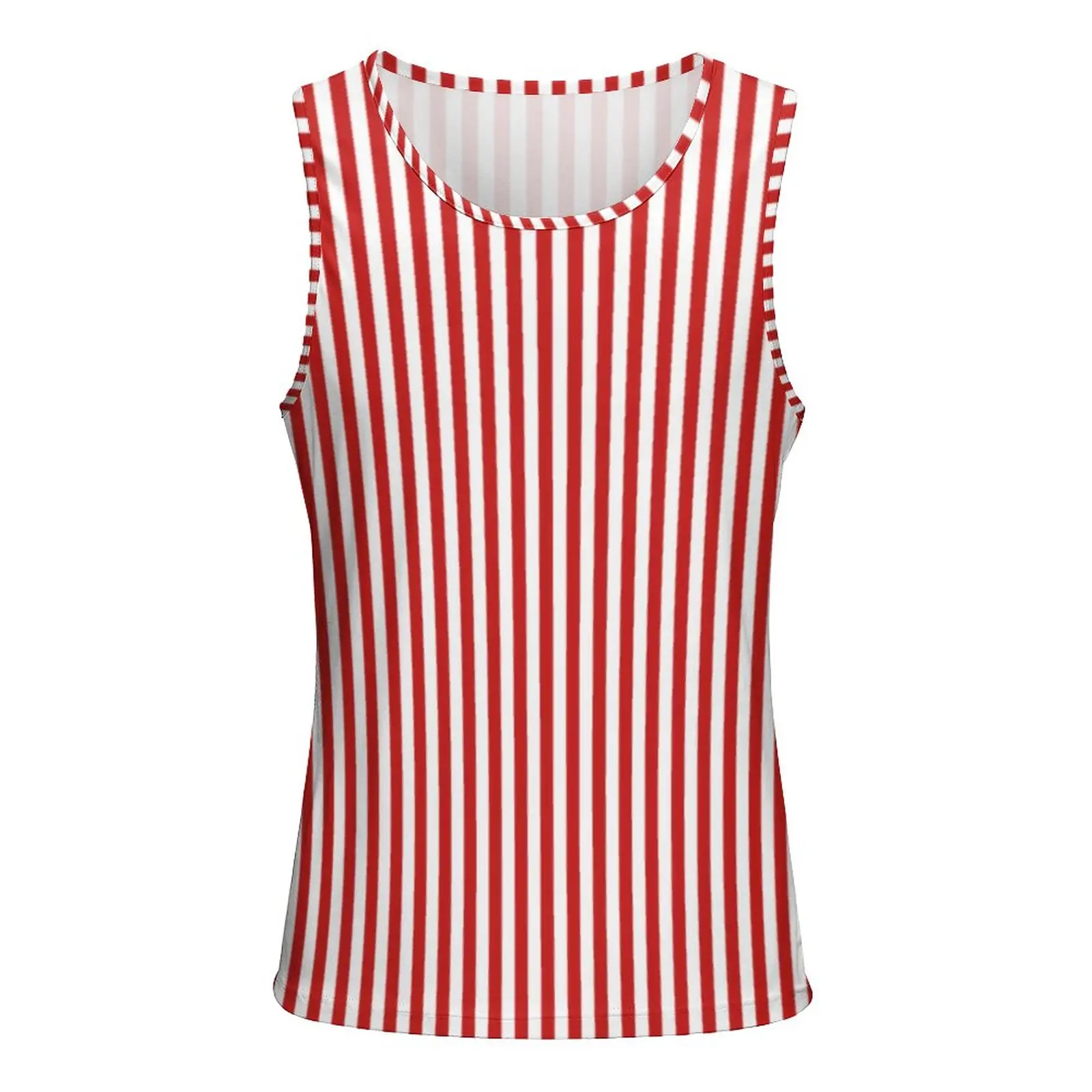 Vertical Red Striped Summer Tank Top White Lines Print Bodybuilding Tops Men Custom Cool Sleeveless Vests 3XL 4XL 5XL