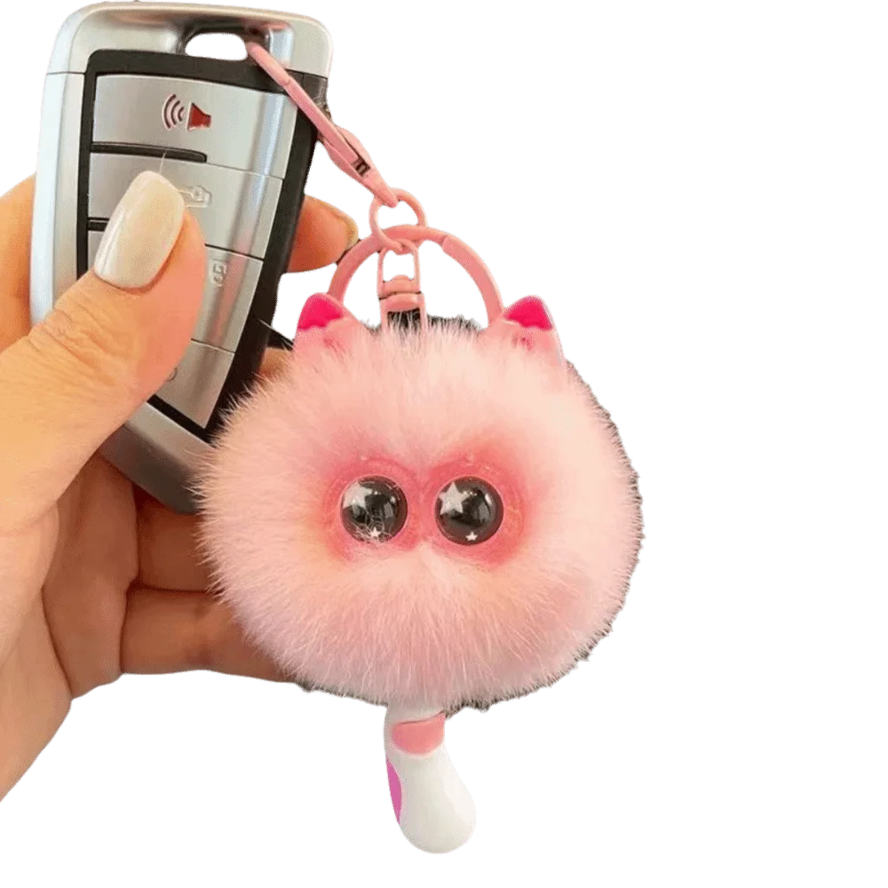 Cute Cartoon Plush Pendant Imitation Rex Rabbit Fur Creative Couples Plush Keychain Cute Kitten Kawaii Trendy