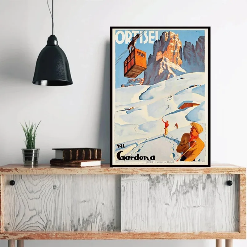 Retro Ski Poster Wintersport Health Joy of Life Vintage Arosa Switzerland German Alpine Resorts Art Mountain Cabin Wall Decor