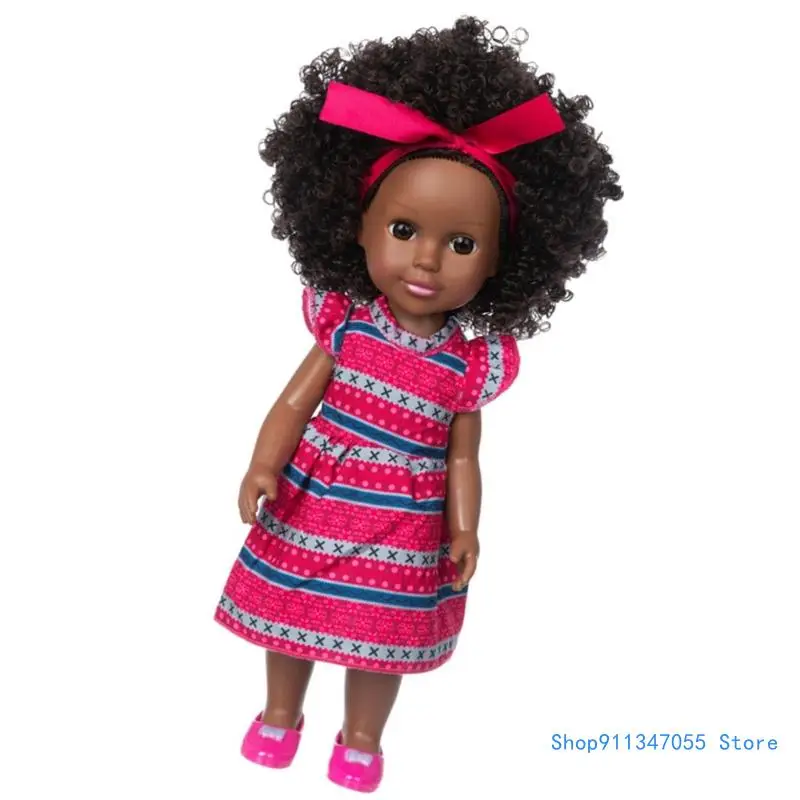 African Girl Waterproof Black Life Like Toy Toddler Cuddly Toy 35cm Drop shipping