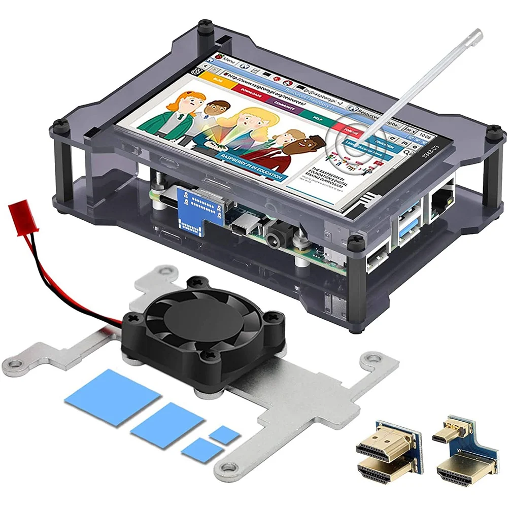 

for Raspberry Pi 4 Touchscreen, 4 Inch Fps Touchscreen with Cooling Fan and Case for Raspberry 4/3B (Screen with Case)