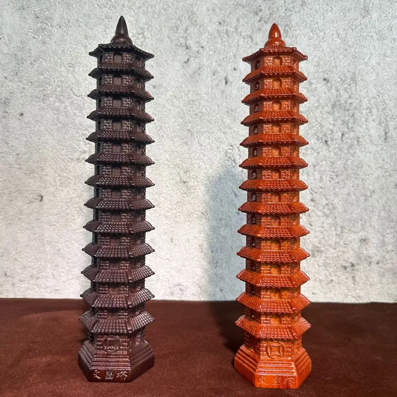 Ebony wood carving13Three-layer wooden Wenchang Pagoda ornament, thirteen-layer Wenchang Pagoda decoration for home, living room