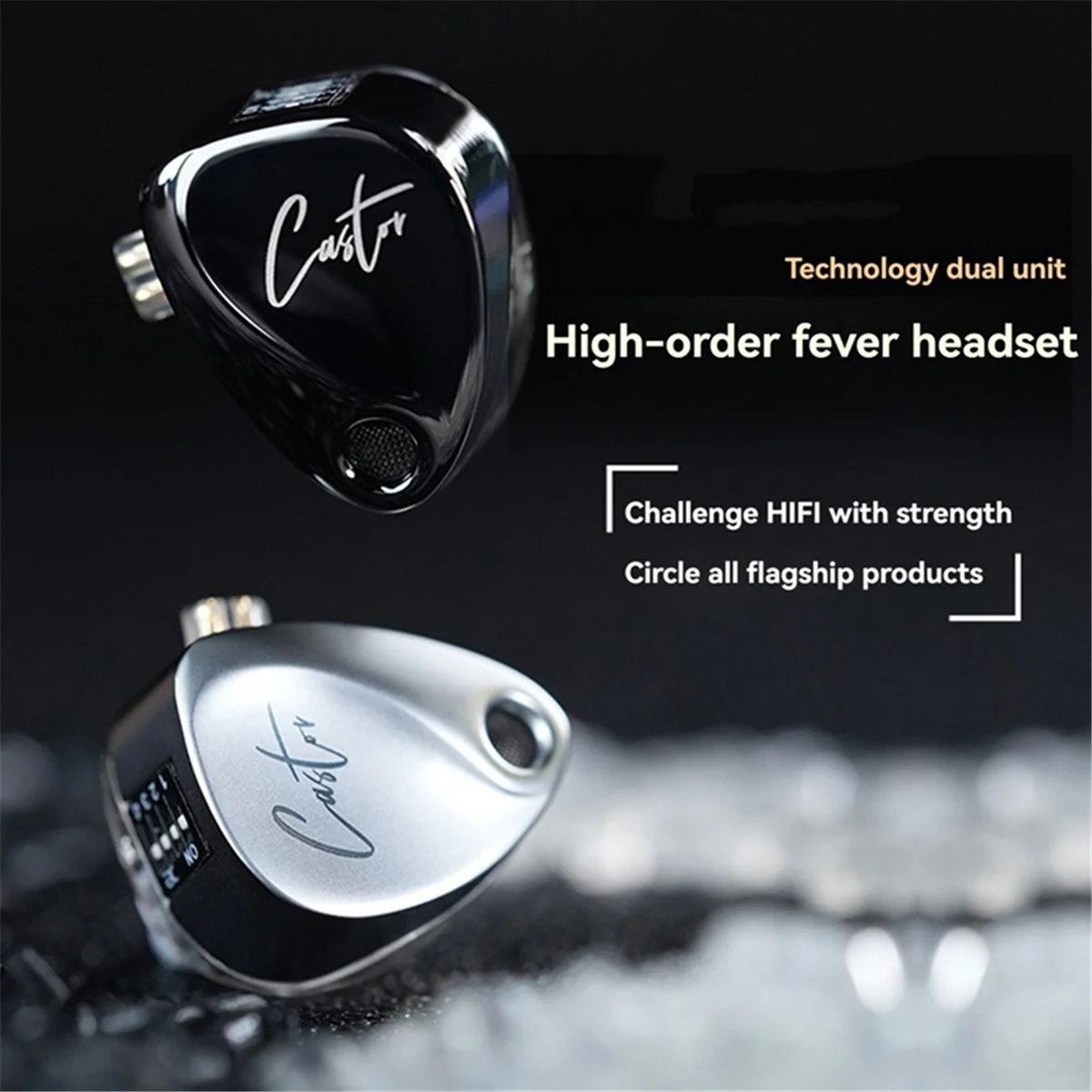 Castor in Ear Headphones HiFi Bass Sound Noise Isolating Dual-Dynamic Driver Wired Earbuds Improved Bass MIC