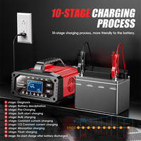 FOXSUR FAC-150 12V/15A 24V/5A Activation Battery Charger Tester Car Motorcycle Truck Motorboat Pulse Repair Mode AGM LCD Display