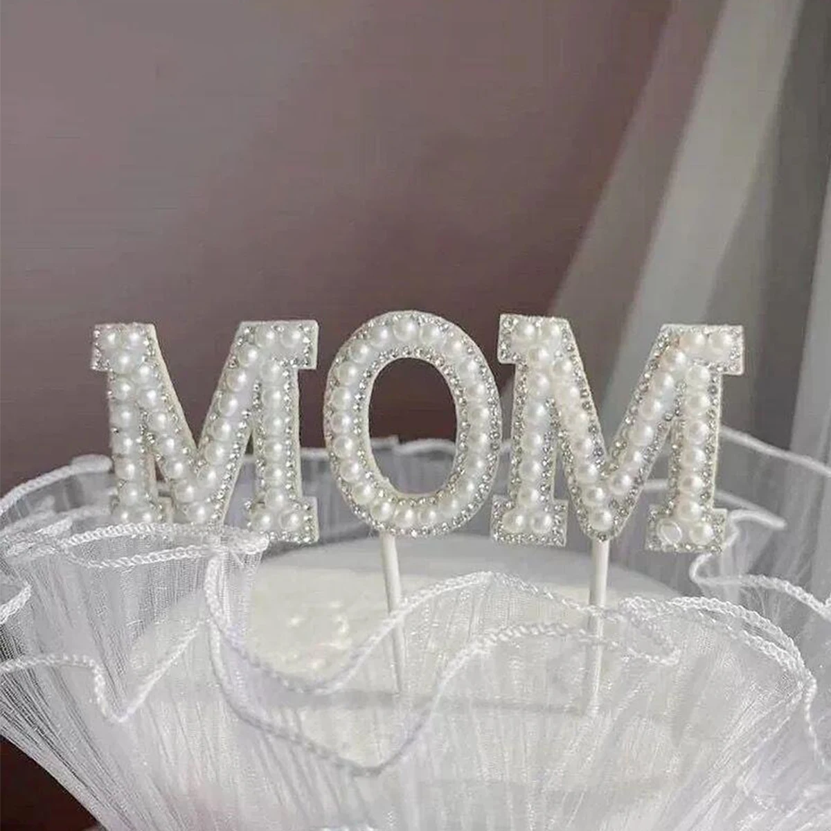 1 Set MoM Pearl Cake Decor, Mother Birthday And Day Cake Decoration Supplies -  for Dessert Tables & Celebratory Cakes Decor