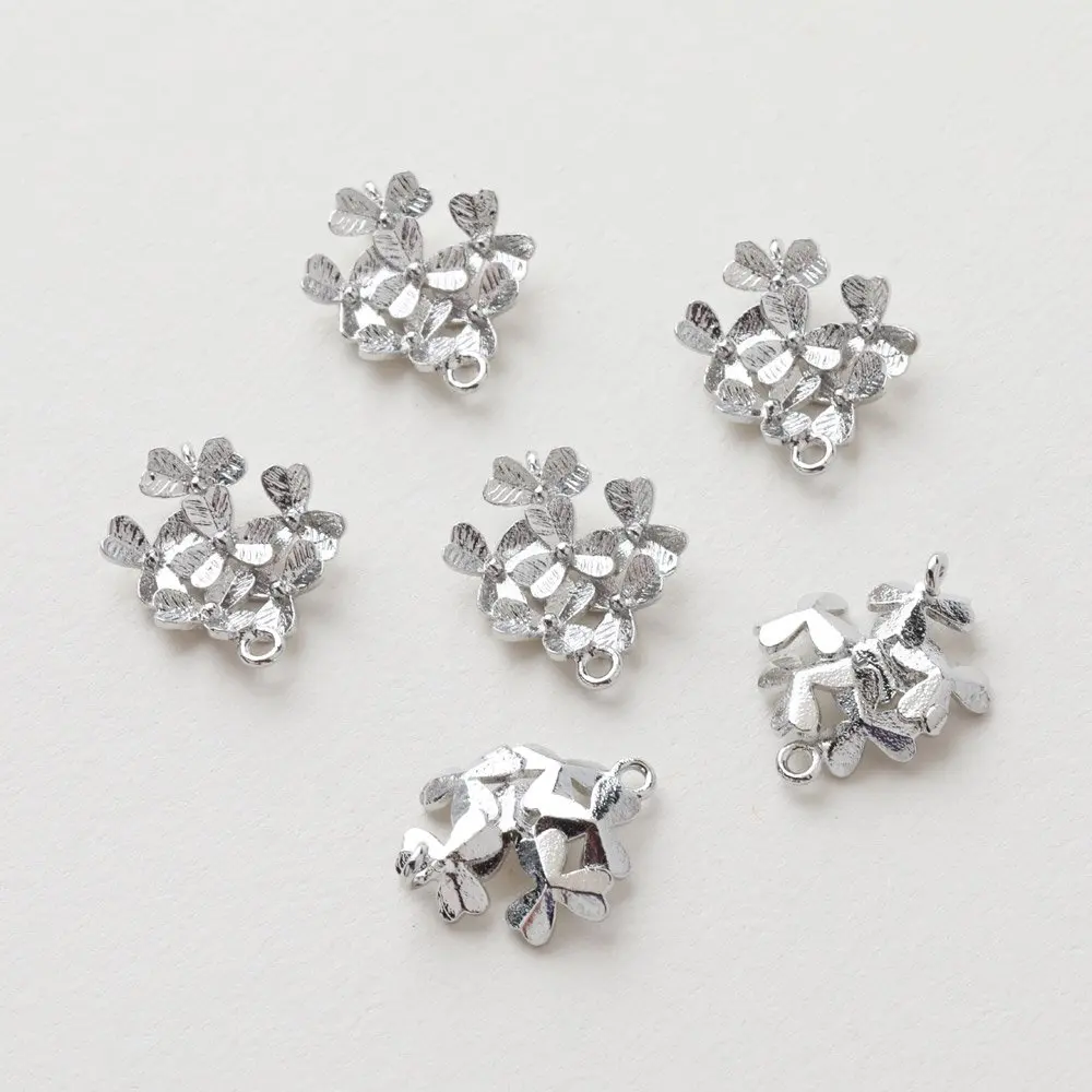 6PCS Flower Charms for Jewelry Findings Making Diy Drop Earrings Charms Gift's for Her Brass 14k Gold Filled 15*18mm