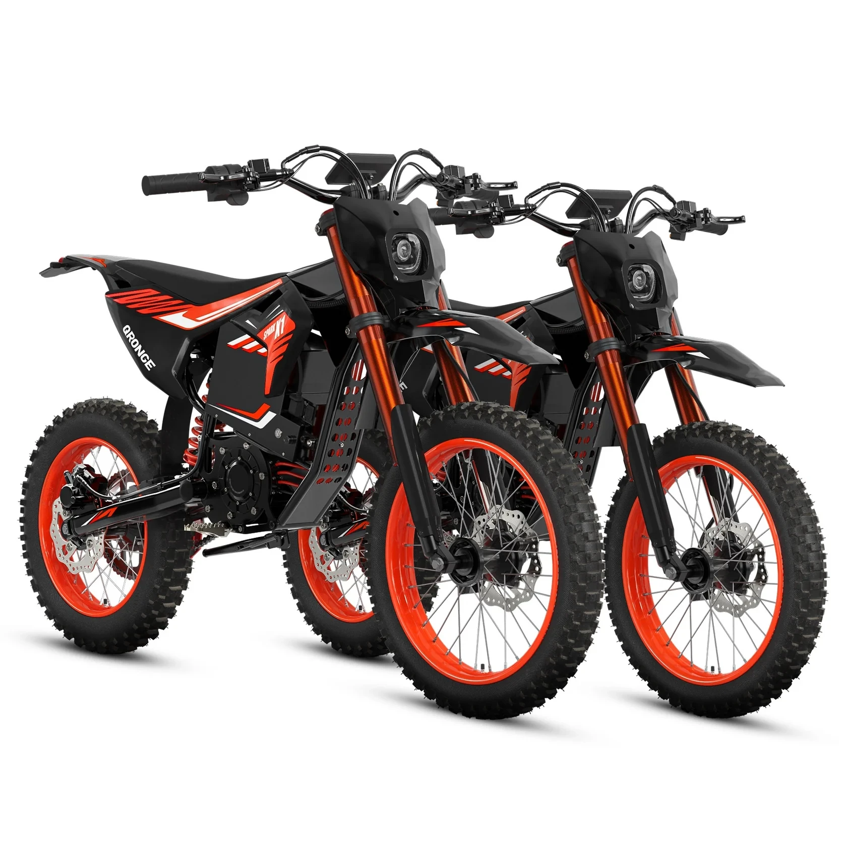 QRONGE X1 Spark L Electric Dirt Bike, 4500W Peak Electric Bicycle, 60V 28.8Ah Up to 50MPH & 60 Miles Electric Motorcycle, Full Suspension 17"/14" Off-Road Tire E-Dirt Bike for Adults Teens 1-Year Warranty image 3