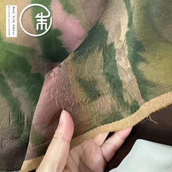 High Quality Guanle Crepe 100% Real Silk Designer Real Silk Gambiered Guangdong Silk 30momme Fabric Cheongsam Clothing Cloth