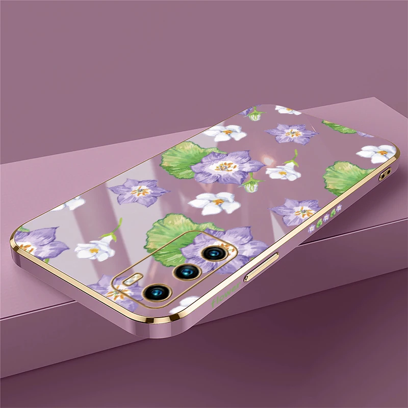 حافظة لهاتف هواوي P Smart 2021 Z Plus Pro 2019 P40 Lite P30 P20 Pro فاخرة مقاومة للصدمات من السيليكون غطاء مطبوع عليه زهور