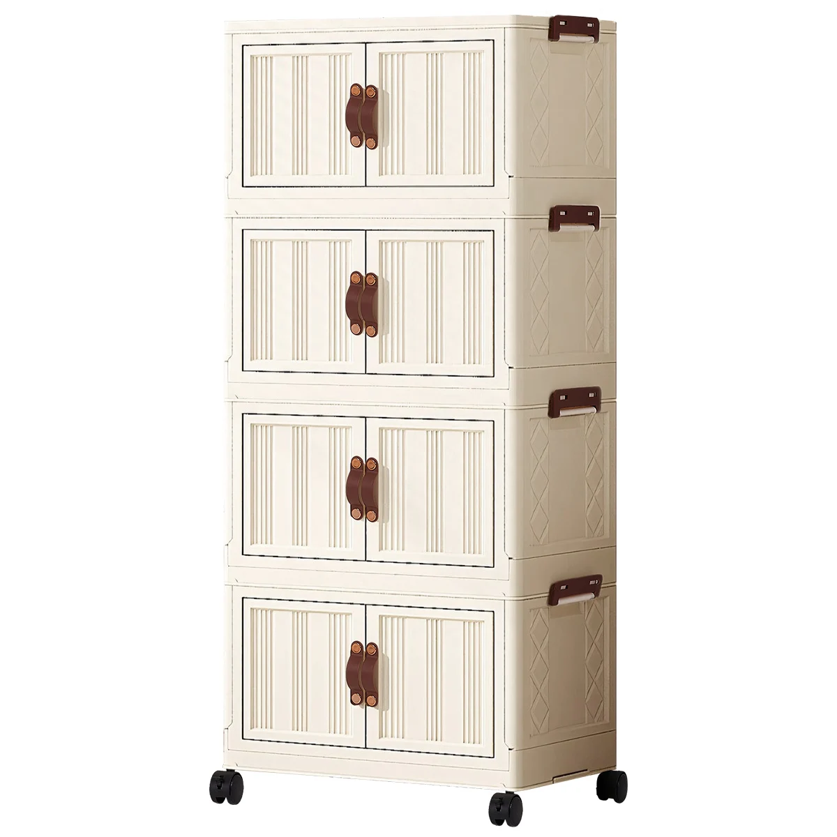 

1pc Multi-Purpose storage bins with lids-Set Foldable Storage Cabinet with Magnetic Doors and Wheels, Multi-Functional Organizer